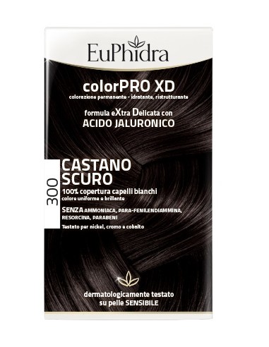 EUPHIDRA COLORPRO XD 300 CASTANO SCURO GEL COLORANTE CAPELLIIN FLACONE + ATTIVANTE + BALSAMO + GUANTI